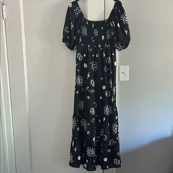 Dressed in LALA Black Maxi Dress with Eye and Celestial Print - Picture 1 of 1